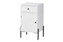 Glenda White and Black Metal 1-Drawer Storage Cabinet Baxton