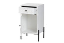 Glenda White and Black Metal 1-Drawer Storage Cabinet Baxton
