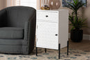 Glenda White and Black Metal 1-Drawer Storage Cabinet Baxton
