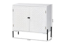 Glenda White and Black Metal 2-Door Storage Cabinet Baxton