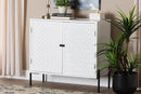 Glenda White and Black Metal 2-Door Storage Cabinet Baxton