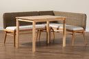 Euclid Natural Seagrass and Acacia Wood 3-Piece Dining Nook Set Baxton