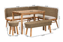 Euclid Natural Seagrass and Acacia Wood 5-Piece Dining Nook Set Baxton