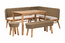 Euclid Natural Seagrass and Acacia Wood 5-Piece Dining Nook Set Baxton