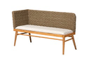 Euclid Natural Seagrass and Acacia Wood 2Pc Dining Nook Banquette Set Baxton