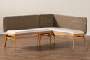 Euclid Natural Seagrass and Acacia Wood 2Pc Dining Nook Banquette Set Baxton