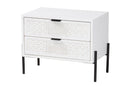 Naomi Distressed White and Black Metal 2-Drawer Storage Cabinet Baxton