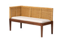 Alena Nautral Brown Rattan and Brown Acacia Wood 2Pc Dining Nook Banquette Set Baxton