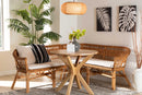 Mira Natural Brown Rattan 2Pc Dining Nook Banquette Set Baxton