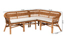 Mira Natural Brown Rattan 2Pc Dining Nook Banquette Set Baxton
