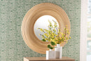 Nevio Natural Brown Rattan Round Accent Wall Mirror Baxton