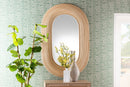 Nevio Natural Brown Rattan Oval Accent Wall Mirror Baxton