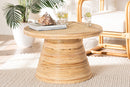 Saverio Natural Rattan and Mahogany Wood Coffee Table Baxton