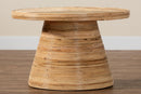 Saverio Natural Rattan and Mahogany Wood Coffee Table Baxton