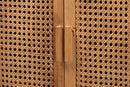 Carlin Bohemian Natural Rattan and Teak Wood Tall Cabinet Baxton