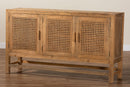 Carlin Bohemian Natural Rattan and Reclaimed Wood Cabinet Baxton