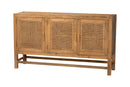 Carlin Bohemian Natural Rattan and Reclaimed Wood Cabinet Baxton