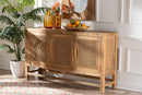 Carlin Bohemian Natural Rattan and Reclaimed Wood Cabinet Baxton
