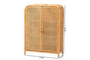 Kendall Light Honey Rattan 2-Door Storage Cabinet Baxton