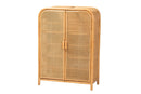 Kendall Light Honey Rattan 2-Door Storage Cabinet Baxton