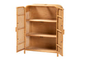 Kendall Light Honey Rattan 2-Door Storage Cabinet Baxton