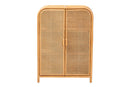 Kendall Light Honey Rattan 2-Door Storage Cabinet Baxton