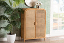 Kendall Light Honey Rattan 2-Door Storage Cabinet Baxton