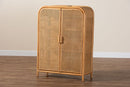 Kendall Light Honey Rattan 2-Door Storage Cabinet Baxton