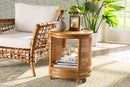 Ornella Natural Brown Rattan End Table Baxton