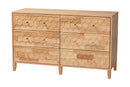 Muriel Japandi Carved Honeycomb Natural King Size 4Pc Bedroom Set Baxton