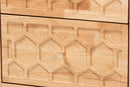 Muriel Japandi Carved Honeycomb Natural Queen Size 4Pc Bedroom Set Baxton