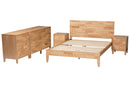 Muriel Japandi Carved Honeycomb Natural Queen Size 5-Piece Bedroom Set Baxton