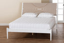 Hazel Coastal White King Size Platform Bed w/Carved Contrasting Headboard Baxton