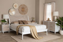 Hazel Coastal White Caved Contrasting Queen Size 4Pc Bedroom Set Baxton