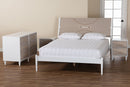 Hazel Coastal White Caved Contrasting Queen Size 4Pc Bedroom Set Baxton