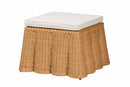 Claire Bohemian Honey Scallop Rattan Ottoman Baxton
