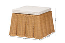 Claire Bohemian Honey Scallop Rattan Ottoman Baxton