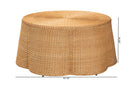 Claire Bohemian Honey Scallop Rattan Coffee Table Baxton
