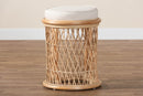 Harmony Bohemian Natural Rattan Ottoman Footstool Baxton
