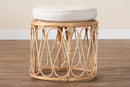 Collice Bohemian Natural Rattan Ottoman Footstool Baxton