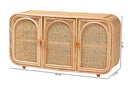 Darla Bohemian Natural Rattan 3-Door Storage Cabinet Baxton