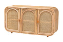 Darla Bohemian Natural Rattan 3-Door Storage Cabinet Baxton