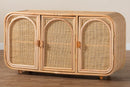 Darla Bohemian Natural Rattan 3-Door Storage Cabinet Baxton