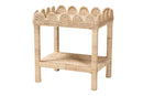 Madeline Bohemian Scallop Natural Rattan and Mahogany Side Table Baxton