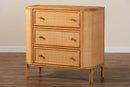 Fantasia Bohemian Light Honey Rattan 3-Drawer Storage Cabinet Baxton