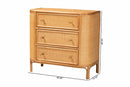 Fantasia Bohemian Light Honey Rattan 3-Drawer Storage Cabinet Baxton