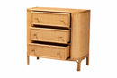Fantasia Bohemian Light Honey Rattan 3-Drawer Storage Cabinet Baxton