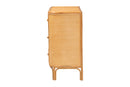 Fantasia Bohemian Light Honey Rattan 3-Drawer Storage Cabinet Baxton