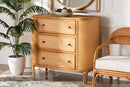 Fantasia Bohemian Light Honey Rattan 3-Drawer Storage Cabinet Baxton