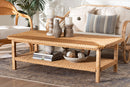 Samwell Bohemian Light Honey Braided Rattan Coffee Table Baxton